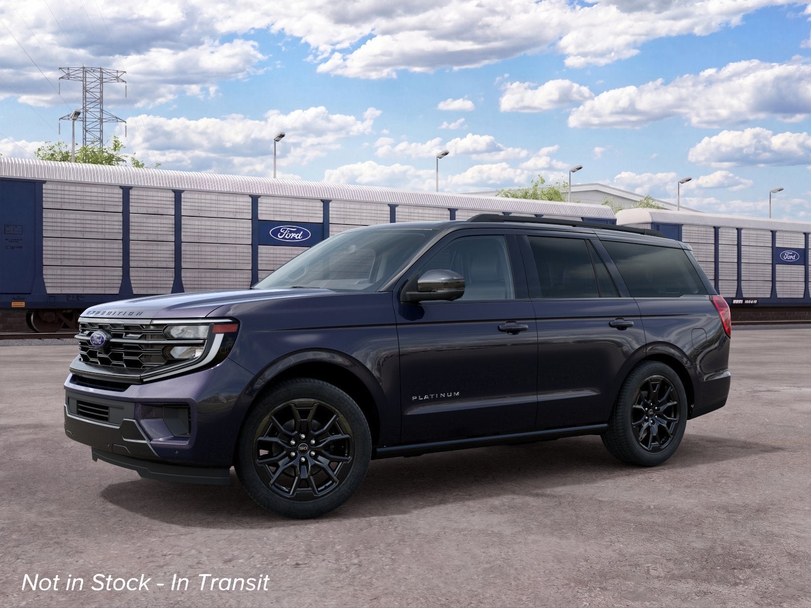 2027 Ford Expedition Platinum in Blue Ember Metallic — front three-quarter view