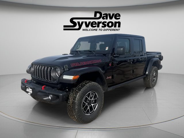 2026 Jeep Gladiator GLADIATOR RUBICON X 4X4 in Black Clear-Coat Exterior Paint — front three-quarter view