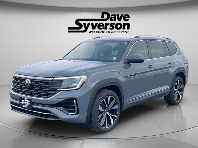2026 Volkswagen Atlas 2.0T SEL Premium R-Line in Pure Gray — front three-quarter view