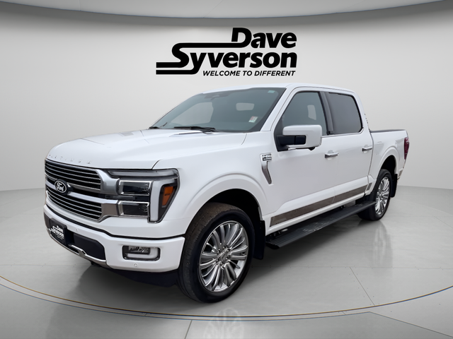 2025 Ford F-150 Platinum in White Metallic — front three-quarter view