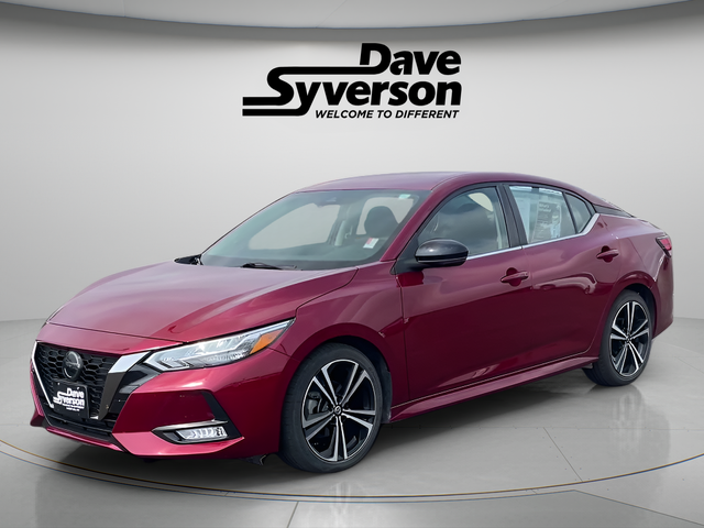 2021 Nissan Sentra SR in Scarlet Ember Tintcoat — front three-quarter view