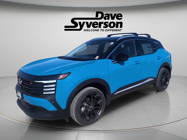 2026 Nissan Kicks SR in Arctic Ice Blue/Black — front three-quarter view