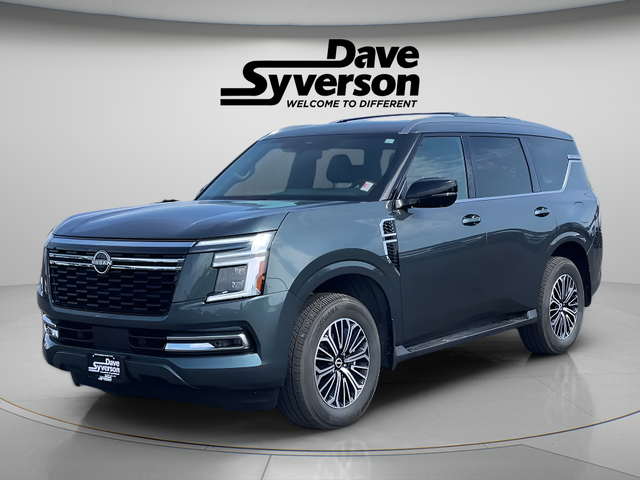 2026 Nissan Armada Platinum in Alpine Metallic — front three-quarter view
